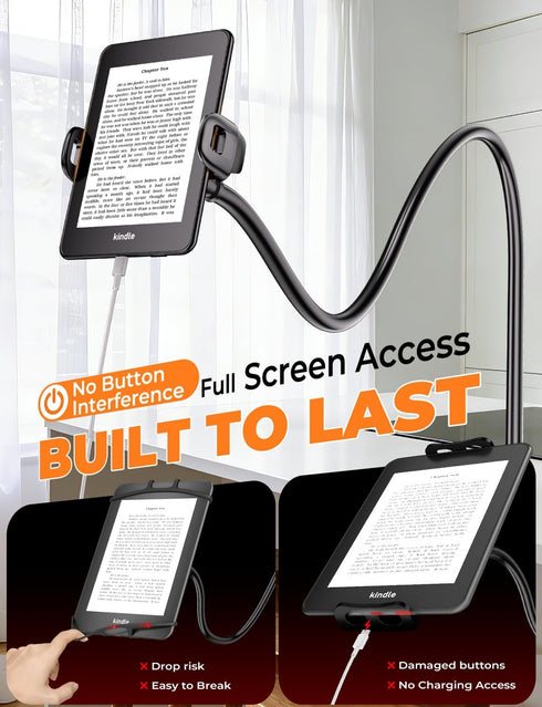 Mumay 17 4.78.6 Inch Gooseneck Kindle & Phone Holder for Bed: Flexible Long Arm Clamp Mount for Hands-Free Reading