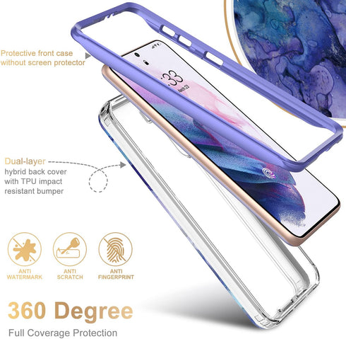 Esdot Galaxy S21 Case, Rugged Shockproof Cover for Women, Military Grade 21ft Drop Test, Nice Water Marble 6.2"