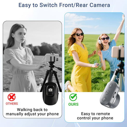 Voinap Phone Camera Remote Control for iPhone Android iPad with Zoom, Bluetooth Camera Remote Clicker with Front/Rear