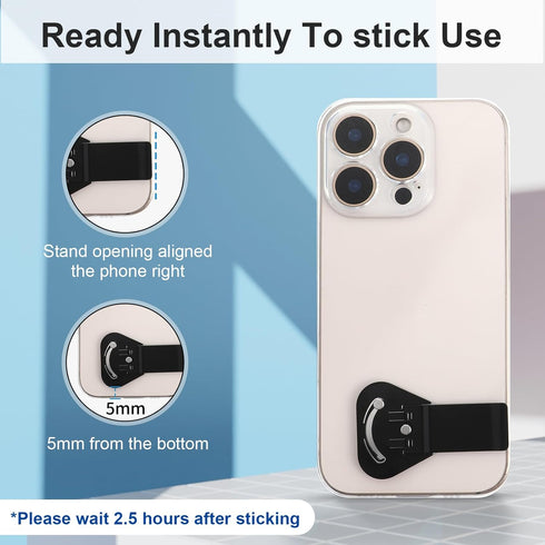 Mabor 2Pcs Thin Phone Kickstand Attachment, Universal Kickstand for Phone Case Vertical/Horizontal Metal Rotatable