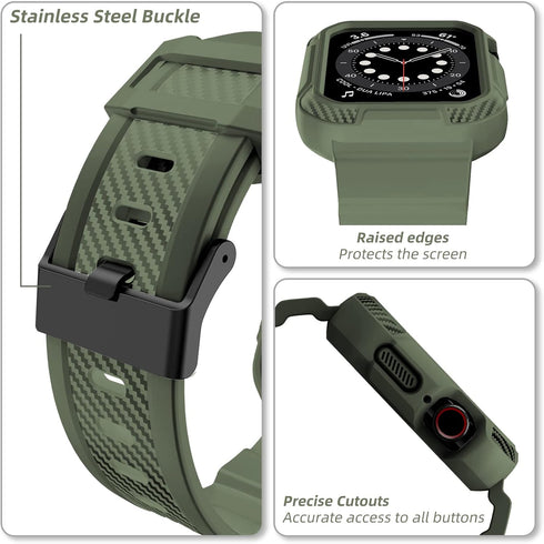 OROBAY Compatible with Apple Watch Band 41mm 40mm 38mm, Rugged Shockproof Strap with Case for iWatch SE2 Series