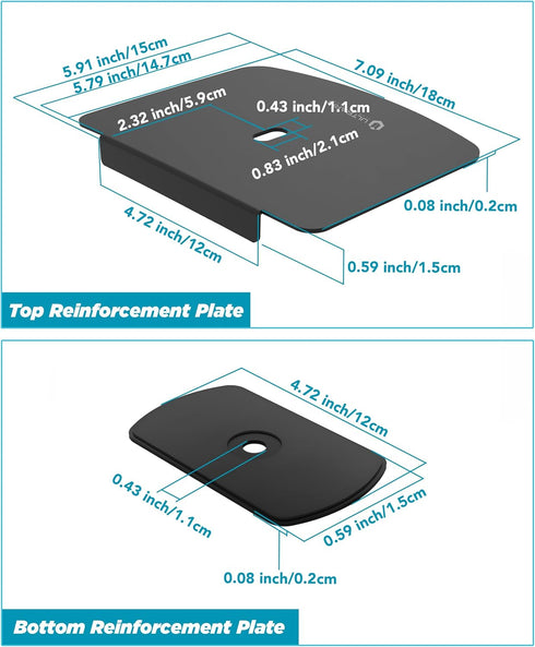 ULTRARM Grommet Steel Monitor Mount Reinforcement Plate for Thin Glass & Other Fragile Tabletop - Steel Bracket Plate