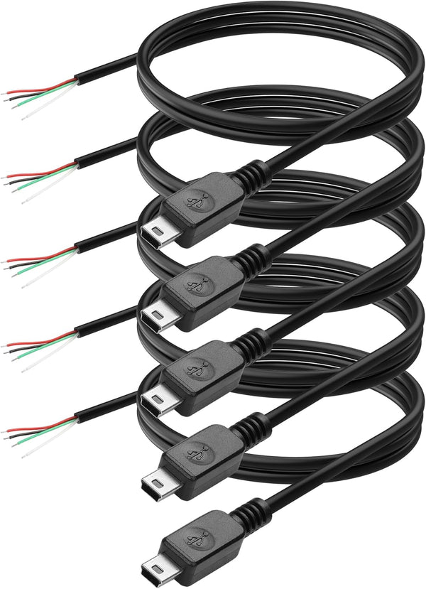 YAODHAOD Mini USB Male Pigtail Power Cable, Mini USB Male to 4 Pin Open End Pigtail Power Cable Easy Soldering,for USB Equipment Installed or Replacement Repair DIY Cable-1M/3.3FT (Mini 4 Pin)