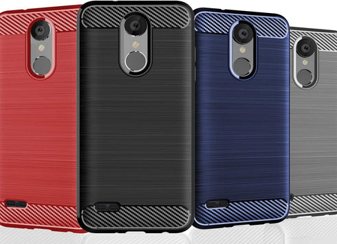 Slim Thin Soft Flexible TPU Carbon Fiber Shockproof Texture Protective Cover for LG Aristo 2, Compatible with LG
