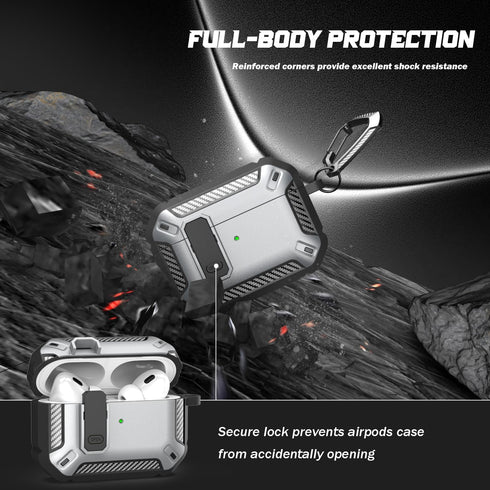 AirPods Pro 2nd Gen Case with Cleaning Kit, Military Hard Case Armor with Lock, for AirPod Gen 2 Charging Case