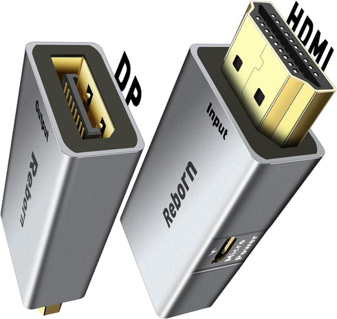 Reborn HDMI to DisplayPort Adapter, 4K@60Hz HDMI Male to DP Female Converter for Laptop, PS5, Xbox
