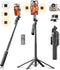 71 Inch Tall Selfie Stick Phone Tripod with Detachable Wireless Remote and 2 LED Lights for Recording, Video, Picture,
