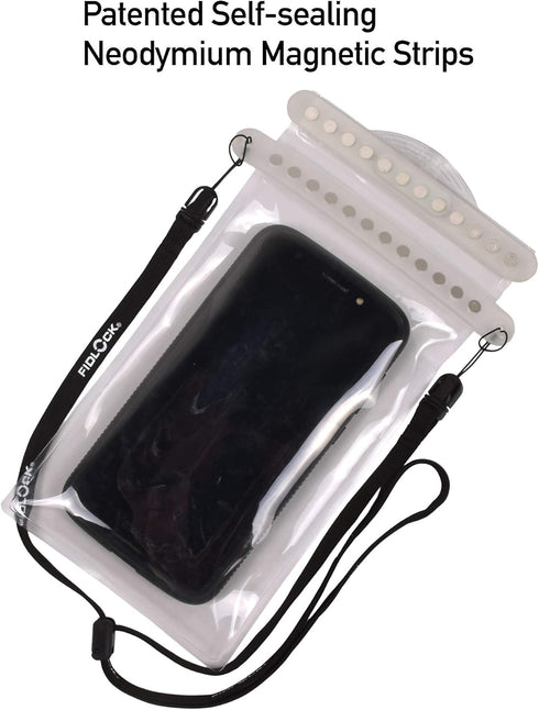 FIDLOCK Hermetic Dry Bag Medi, Flexible Magnetic Self-Sealing Bag for Cellphone, 100% Waterproof and Sand Proof,