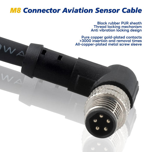 M8 Aviation Sensor Cable 5 Pin, Lonlonty M8 Industrial Connector Shielded Cable, 6.5Ft