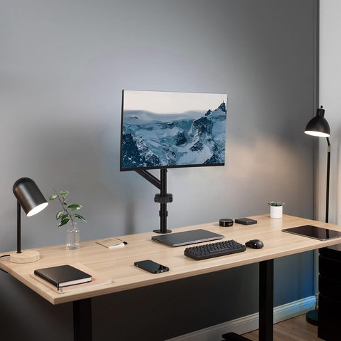 VIVO Universal Full Motion Pneumatic Pole Mount Arm for 17 to 32 inch Monitor Screens, 75mm and 100mm VESA Plate, Black