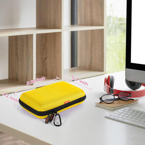Bright Yellow Hard Shell Electronic Organizer Carrying Case - Shockproof Large Storage Case for Hard Drive, Phone, Power Bank, Charger, Earbuds - Zipper Pouch Gadget Bag for Business, School, Travel by GLCON