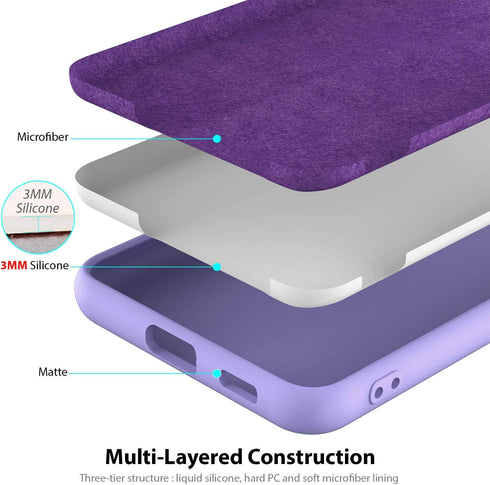 ZUSLAB Nano Silicone Case for Samsung Galaxy S21 Ultra 5G, Liquid Silicone Rubber Shockproof Full Protection (Purple)