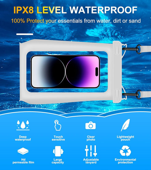 Universal Oversized Floating Waterproof Pouch with Lanyard, Underwater Dry Bag for iPhone 15 14 13 12 11 Pro Max