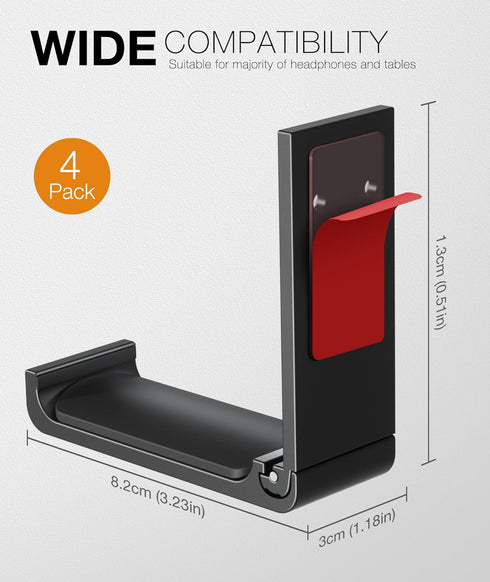 Foldable Wall Hooks Headphone Stand Hanger, Durable Aluminum for Universal Gaming Headsets
