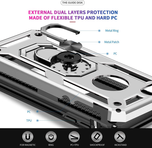 LeYi Compatible Case for iPhone 8/7/6s/6 (2 Pack), Silver with Tempered Glass Screen Protector & Kickstand
