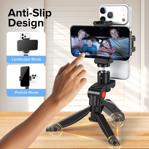 Heliora Teleprompter Kit for iPhone & Android (with Tripod), Double Phone Holder for Video Recording, Easy Storage