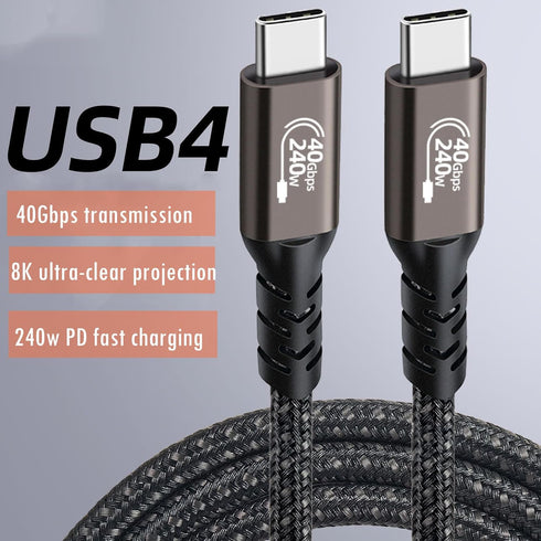 240W 3.2FT USB4 Fast Charging Cable USB-C to USB-C, Compatible with Thun-debalt 4/3, Supports 8K@60Hz Display & 40Gbps Data Transfer, for All Type-C Devices and Mavic 3 Mini 4 Pro Controller Charging