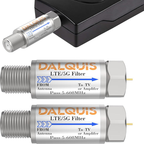 DALQUIS 2Pcs LTE 5G Filter for TV Antennas, Reduce 4G 5G Interference Pixilation