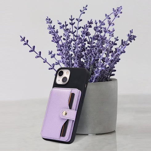 M-Plateau Phone Wallet Stick on Card Holder with Slim 3M Sticker for iPhone 14 Pro Case and Most Smartphones (Lavender)