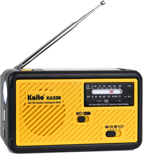 Kaito Voyager ECO Emergency Radio KA336 AM/FM NOAA Weather Alert, 5-Way Powered Solar Crank Radio Receiver
