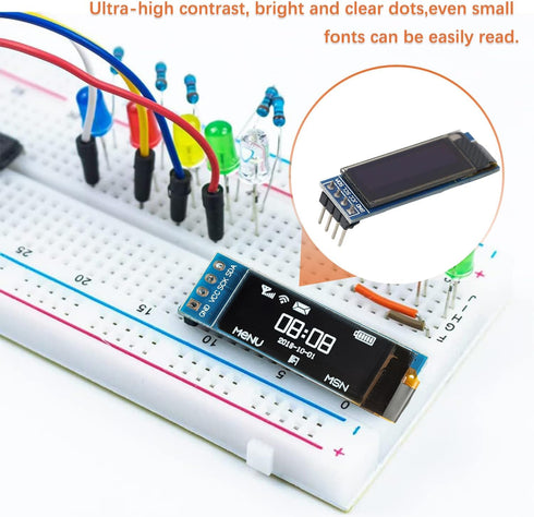 JAMHER 0.91 Inch I2C 128x32 Wire(5Pack IIC OLED Display Module Pixel Mini Self-Luminous Display Screen Board