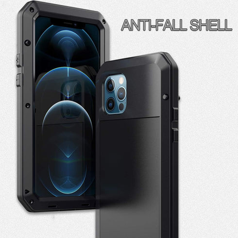 Marrkey for iPhone 12 Case, Full Body Protective Cover Heavy Duty Shockproof Tough Armor Aluminum Alloy Case for Apple