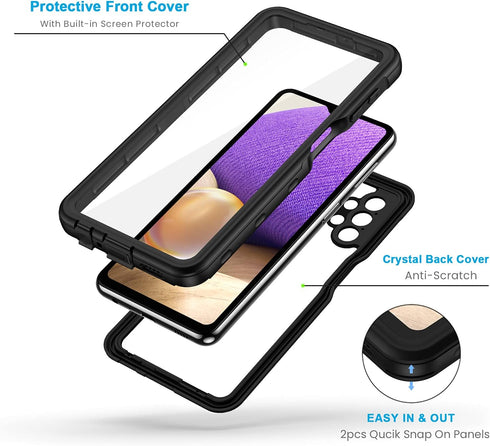 Lanhiem IP68 Waterproof Dustproof Case for Samsung Galaxy A32 5G, Built-in Screen Protector, Heavy Duty Protective