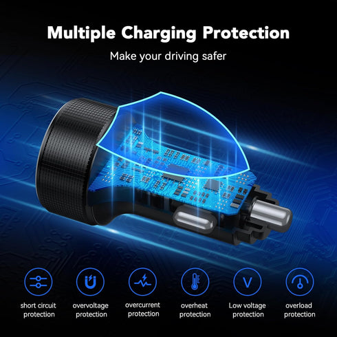 USB C Car Charger Adapter, 78W 4 Port Metal Car USB Charger with Voltmeter, Fast Charging for iPhone