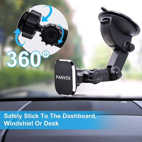 Magnetic Phone Car Mount Holder with Upgraded 3.2" Suction Cup | Universal Dashboard Windshield Mount | 8 Strong Magnets