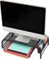 Mind Reader Monitor Stand, Set of 2, Ventilated Laptop Riser and Paper Tray, Metal Mesh, Black