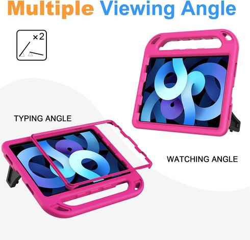 BMOUO Kids Case for iPad Air 5th/4th Generation 2022/2020, Shockproof Handle Stand with Built-in Screen Protector