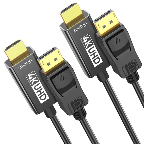 4K Displayport to HDMI Cable 6ft: 2-Pack Uni-Directional DP to HDMI Cord