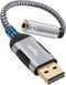 USB 3.0 Male to 3.5mm TRRS Female Headphone Jack Adapter, USB-A to Aux Audio Dongle Cable, 0.6 Feet