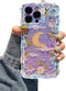 EYZUTAK iPhone 13 Pro Max Case, Colorful Retro Oil Painting Flower Moon Pattern, Stylish Durable TPU Cover - Purple