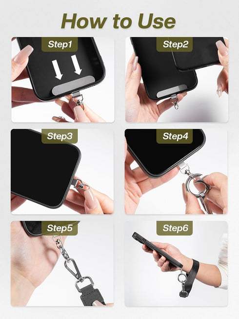 Tiostep Clip and Go Strap for Phone with Wallet Crossbody Phone Lanyard Adjustable and Detachable RFID Wristlet Wallet