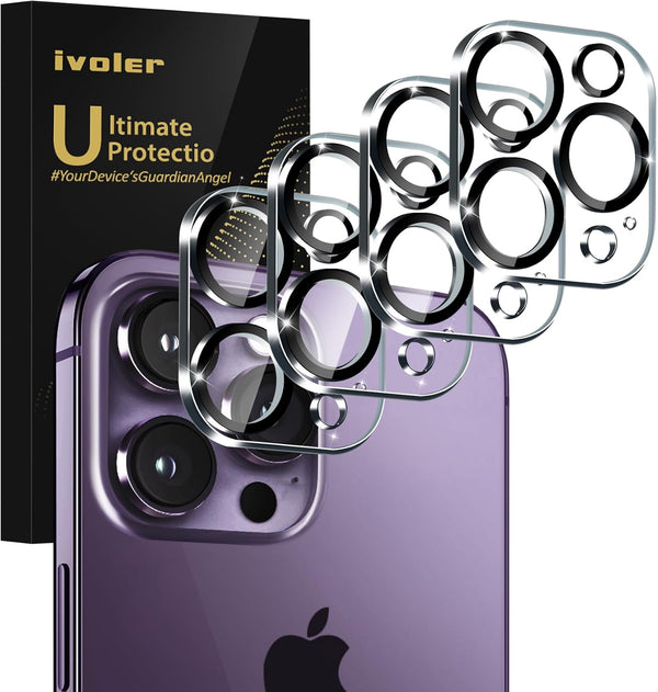 ivoler 4-Pack Tempered Glass Camera Lens Protector for iPhone 14 Pro Max, 15 Pro Max, 15 Pro, 14 Pro 6.1''