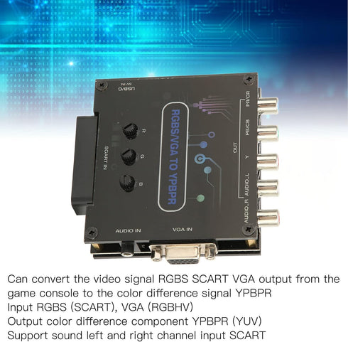RGBS VGA SCART to YPBPR Component Converter for Genesis, N64, Dreamcast, Supports 480i, 480p, 576i, 720p