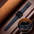 OUHENG Genuine Leather Apple Watch Band Replacement Strap for 42mm 41mm 40mm 38mm, Dark Blue/Black