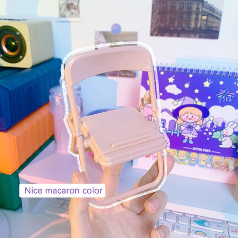4Pcs Foldable Desktop Chair Cell Phone Stand, Multifunction Mobile Phone Holder Lazy Phone Stand