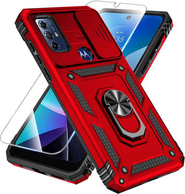 SunStory Case for Motorola Moto G Play 2023, with HD Screen Protector, Slide Camera Cover, Kickstand, Military-Grade