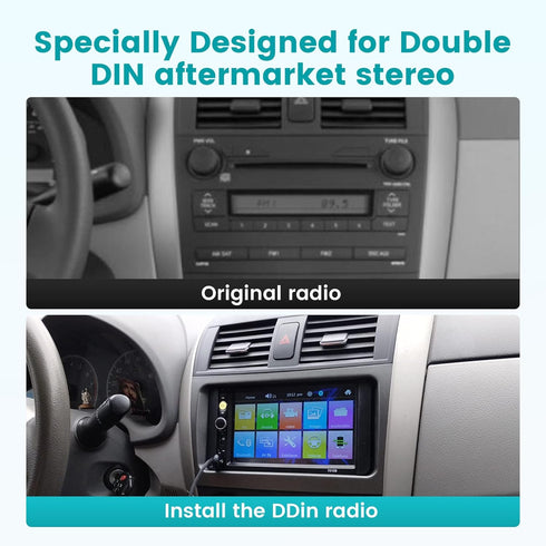 2009-2013 NuIth Double DIN Radio Installation Dash Kit W/Radio Wire Harness for Toyota Corolla, Aftermarket Radio Dash