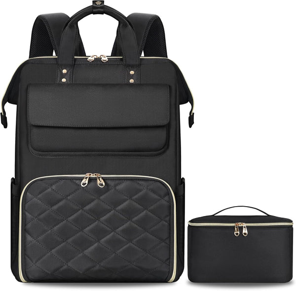 BERTASCHE Lunch Backpack for Women, 17.3 Inch Laptop Backpack with Insulated Cooler