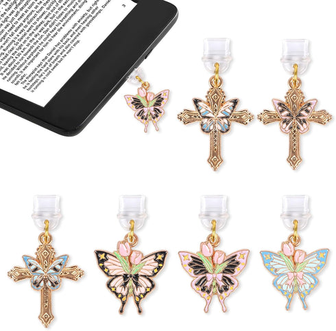 Butterfly Dust Plug Charm - 6 Pcs Butterfly Flower Cross Dust Plug