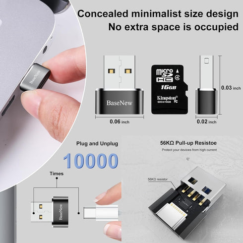 USB to USB C Adapter 10 Pack, USB A to USB C Converter for iPhone 15/14/13 Pro, iPad Air, AirPods, Black+Grey