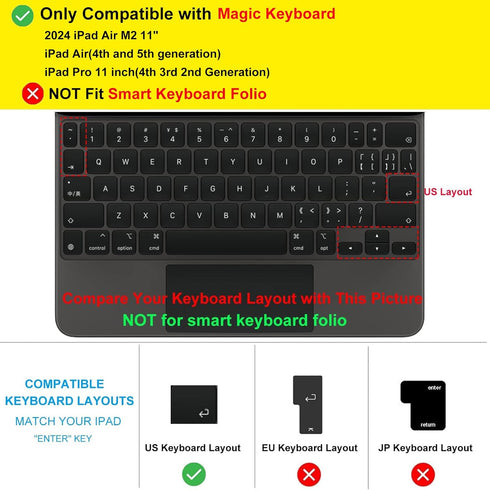 CaseBuy Ultra Thin Keyboard Cover - for Apple iPad Air 11-inch (M2 2024) & iPad Air 5th 4th Gen & 2022 M2 iPad Pro 11