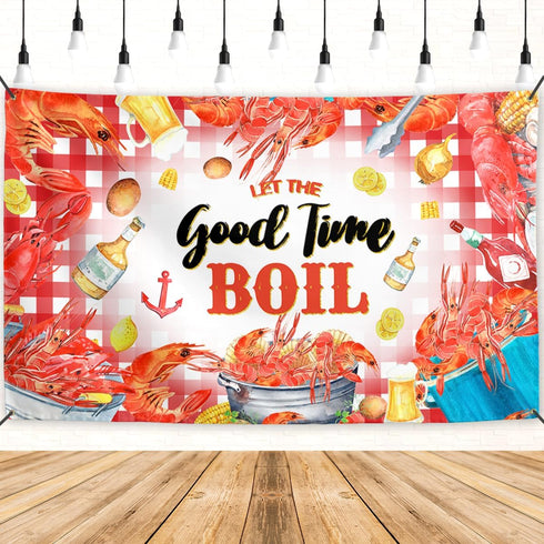 Flaircave Crawfish Banner Lobster Backdrop Sign Crab Seafood Boil Party Decor Shrimp Boil