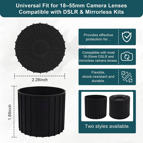 HUYEIOBGD 1855mm Universal Lens Cap, Flexible Camera Lens Cover for DSLR & Mirrorless Cameras, Front Element Protection