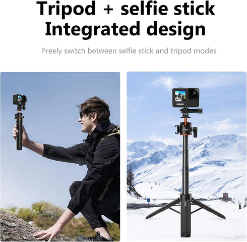 VRIG 21.5" 360 13/12/11/10/9,DJI 5 Pro/4,Insta 360 Selfie Stick Tripod for Go Pro with Cold Shoe Mount, Ball Head