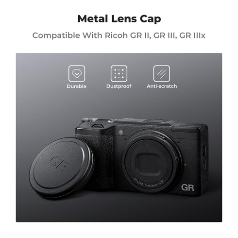 K&F Concept Aluminum Alloy Lens Cap Protector for Ricoh GR IIIx GR III GR II with Soft EVA Interior