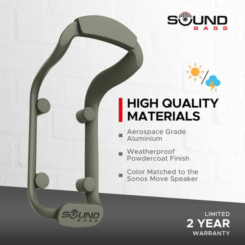 SOUND BASS Move Speaker Wall Mount Bracket, Weatherproof, Compatible with Sonos Move & Move 2, Includes Mounting